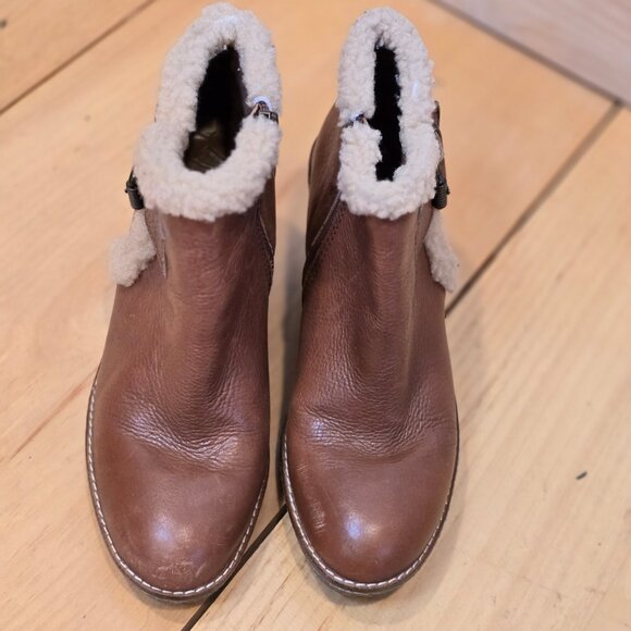 Sam Edelman Boots Womens 7 Brown Leather Ankle Bootie Wedge Heel - Picture 2 of 14